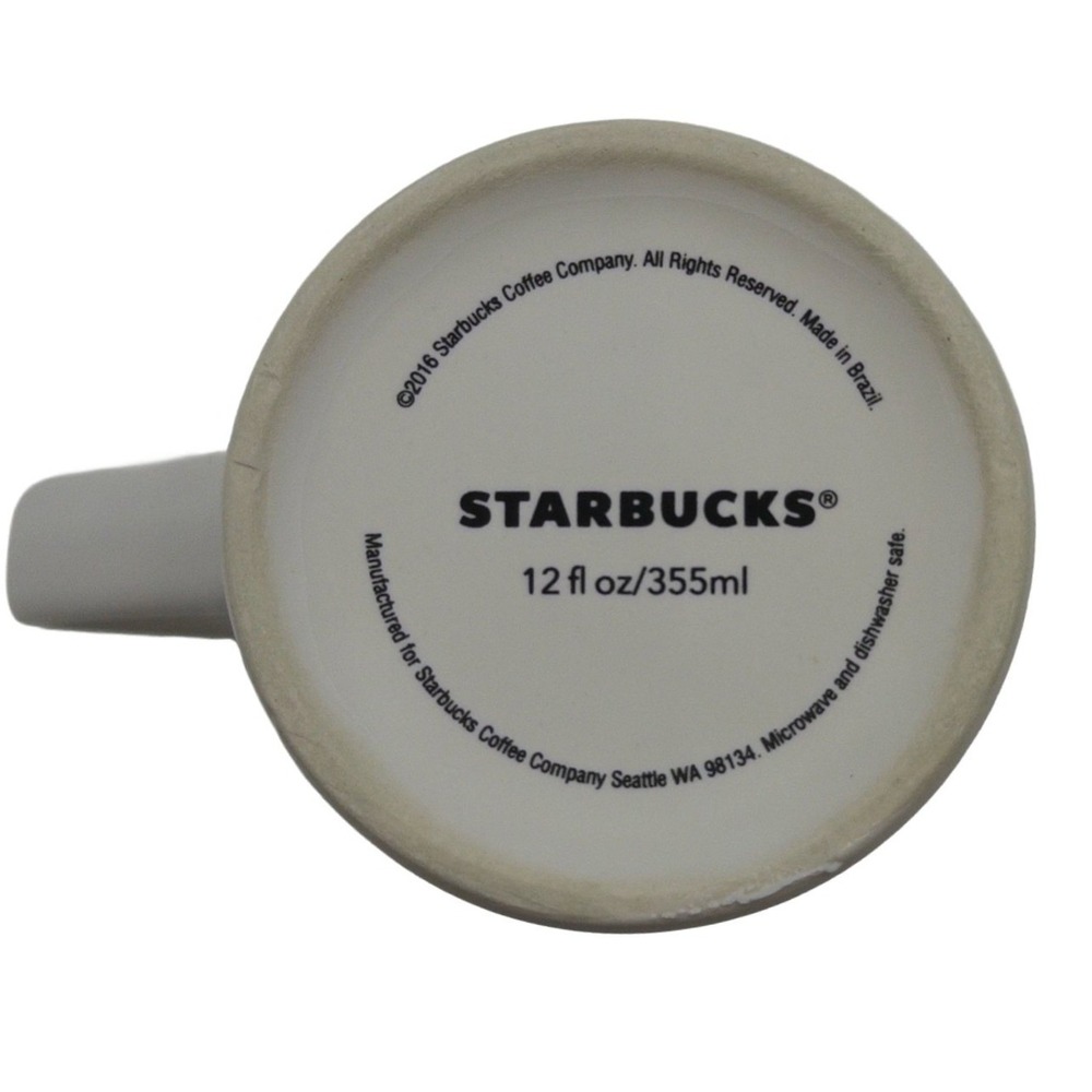 Starbucks Mug 2016 Holiday Christmas Ornament Pattern 12 oz White Ceramic Cup - Picture 5 of 5